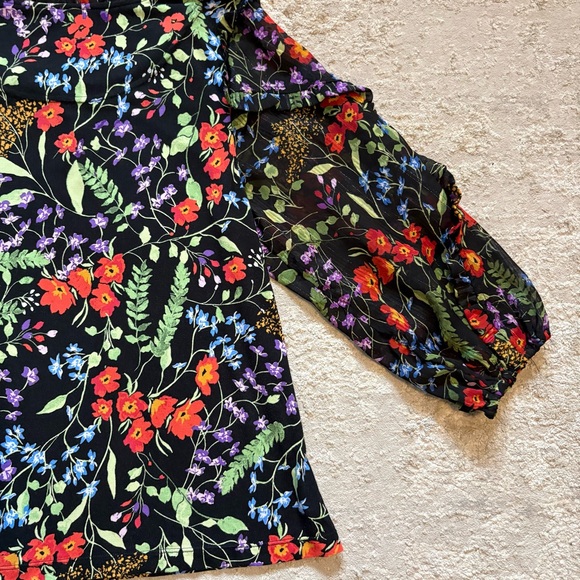 Maeve By Anthropologie Jacques Floral Puff Sleeve Peasant Blouse Size Small - Picture 12 of 12